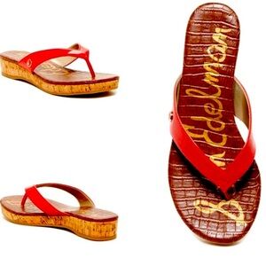 Sam Edelman Tanya Cherry Red Sandal Cork wedge 9.5